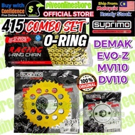 Suprimo Crevon 415 Sprocket Set With Gold Chain For DEMAK EVOZ EVO ZR MV110 DV110 DVS 110 415T Sets 