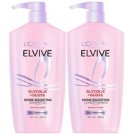 L'Oreal Paris Elvive Glycolic + Gloss Shine Boosting Shampoo and Conditioner Set, Cleanses and Smoot