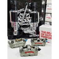 XMAX FORK COVER BLACK/SILVER WITH CALIPER 4POT FRONT FULL SET PNP M3 M5 STYLEMA SILVER / MATT BLACK 