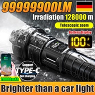 【24 hour shipping】LCD zoom lampu suluh terang jarak jauh torch light super bright 100000lm flashligh