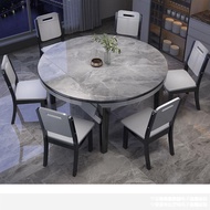 Sg Sales Light Luxury Stone Plate Dining Tables and Chairs Set Table Chair Set Modern Simple Home Small Apartment Telescopic Folding round Bto Hdb Dining Table Set Dining Chairs