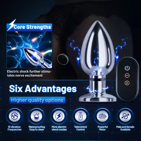Electrical Shock Vibrator Women's Metal Anal Plug Wireless Remote Men Prostate Massager Adult Suppli