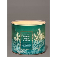 Bath &amp; Body Works Beach Sage and Mint 3-Wick Candle