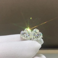 New Style S925 Silver Gold-Plated Ready Stock Single 3 Carat One Pair Total 6 Carat Heart-Shaped Moi