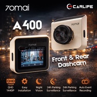 Dashcam 70mai A400 Car Recorder Dash Cam front and rear QHD 1440P Rear Cam Night Vision 145 FOV