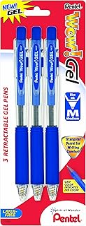 Pentel Wow! Gel Retractable Gel Pen, 0.7mm, Blue Ink, 3 Pack (K437BP3C)