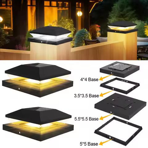 1/2 Pcs 3000k and 6000k Led Light Fence Lamp Solar Powered Landscape Lamp Solar Pillar Post Cap 3.5x