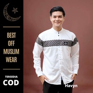 Koko Shirt For Men Long Sleeve With Batik Combination - Adult Men's Koko Shirt - Men's Muslim Clothing - Latest Premium Long Sleeve Muslim Men's Eid Shirt