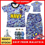 (1-7Y) QS Kids Full Print SEA NAVY UNIFORM Microfiber Pajamas Baju Tidur Sleepwear Budak Lelaki Kanak Kanak Pyjamas