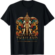 [Cod] Thailand Golden Elephant Bangkok Souvenir T-Shirt Baju 100% Cotton Short Sleeve Unisex Casual 