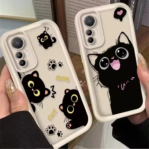 Love Heart Black Cat Case For Xiaomi Poco X7 X6 X5 X3 NFC F7 F6 F5 F3 M7 M6 Pro 4G 5G Mi 12 11 Lite 