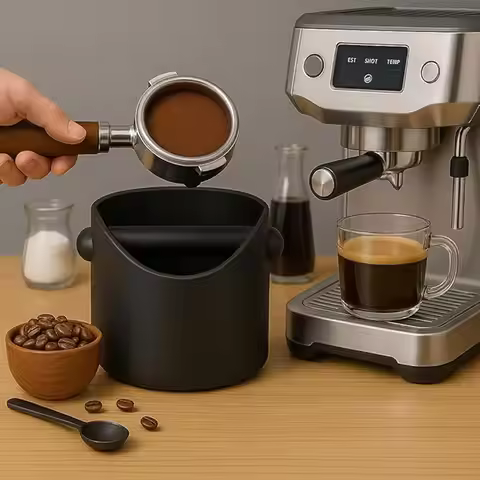 Coffee Knock Box Espresso Grounds Container Non-slip Espresso Dump Box Coffee Bar Supplies Barista A