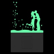 Romantic Kissing Lover Glow in the Dark Switch Sticker Wedding Room Wall TV Background Butterfly Paster Laptop Fridge Cabinet Luggage Motorcycle Bicycle Car Window Bumper Decals