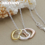 Aravant 925 Silver Heart Pendants Necklace Chains For Women Fashion Wedding Jewelry Silver Necklace 