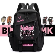 Black inks support the same backpack, junior high school girl Jennie Kim Ji-so school bag Korean version pink
