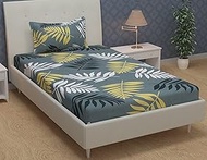 KAWISingle Bedsheet Elastic Fitted Glace Cotton with 1 Pillow Cover,200 TC (Size 72X48X up to 6 Inch