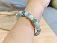 【純翠】天然翡翠 高冰飄花路路通小桶珠極美仙氣7mm+手串