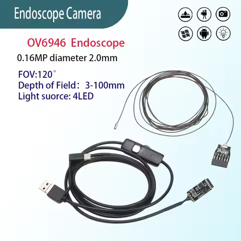 0.16MP 2mm FOV120° Ultra-fine HD industrial endoscope industrial pipeline inspection +decoder board