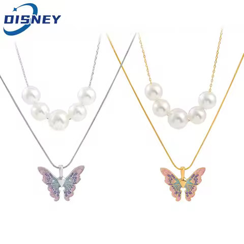 Fairytopia Mermaidia Enamel Butterfly Necklace For Women Thai Pop Imitation Pearl Necklace Multilaye