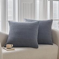WARMDERN 100% Cotton Waffle Weave Euro Shams Pillow Covers, 2 Pack European Pillowcase 26" x 26" Bed