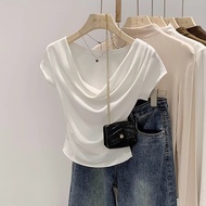 Y6Y-Fashion Sexy Off Shoulder Short Sleeve T-Shirt|French Sweet And Spicy One-Shoulder T-Shirt For W