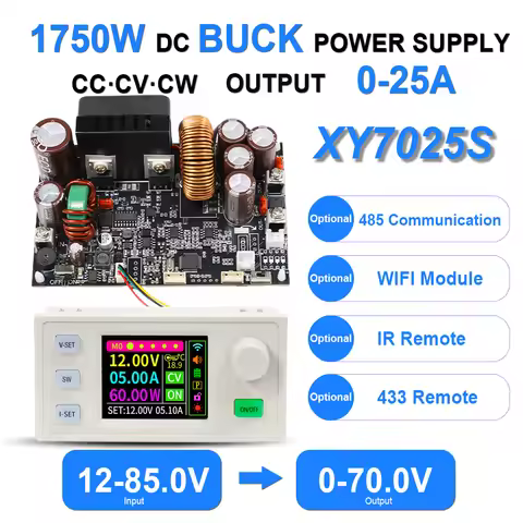 XY7025S 1750W 25A CNC BUCK DC Power Supply Adjustable CV CC CW Step-Down Converter MPPT Charging 12-