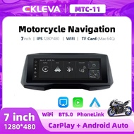 EKLEVA Motorcycle 7" CarPlay Android Auto Navigation Moto DVR IPX7 Waterproof Dual Bluetooth 5.0 Sup