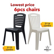 Abbaware Plastic Chair 6pcs/Kerusi Makan/Kerusi Plastik/Dining Chair/Anti-slip Chair