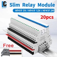 20pcs Hf41F Relay Slim Relay 5V 12V 24V DIN Rail Mounted Interface Relay Module 41F-5-ZS 41F-12-ZS4 