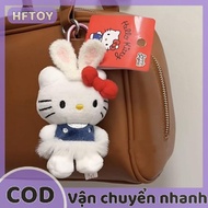 HFTOY Kawaii Sanrio Hello Kitty Keychain cho cô gái dễ thương phim hoạt hình búp bê sang trọng Đồ ch
