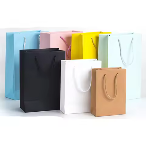 15 pcs Custom Logo Printed Thick Grossy White Paper Bag 250grams Cardboard Paper Shopping Bags with 