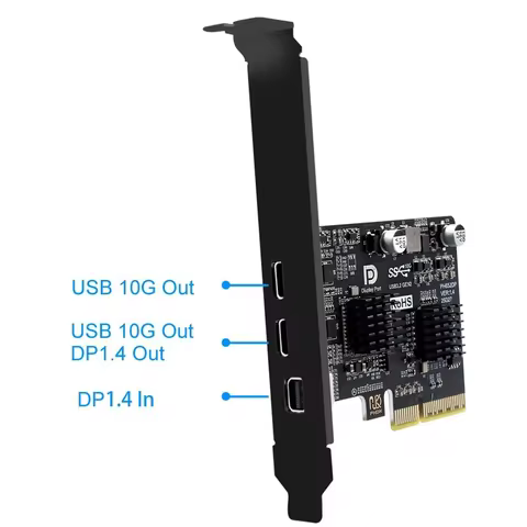 PCI-E X4 to Type-C Video Expansion Card Supports DP Video Desktop USB3.2 10G TYPE-C Port Monitor Doc
