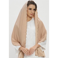 Premium Satin Scallop Taupe Beige Shawl