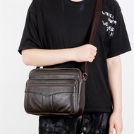 sling bag man sling bag Horizontal First Layer Cowhide Men's One-Shoulder Diagonal Bag Large-Capacit