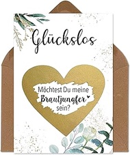 Scratch Card Bridesmaid Questions - Will You Be My Bridesmaid - Card with Scratch Heart Gold Gifts G
