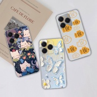Casing For Realme C63 4G Blue Butterfly Kitten Shockproof Anti-drop Durable Minimalist Aesthetic Cle