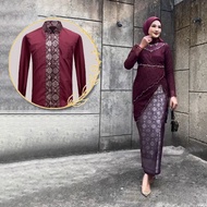 [PRE-ORDER] WB Ghaida Baju Kurung Organza Set Couple Batik Songket Sedondon Suami Isteri