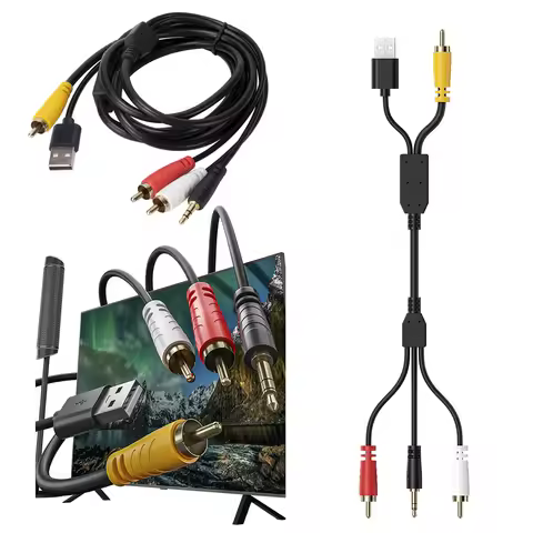 Digital To Analog Audio Conversion Cable 1.5M/4.9FT SPDIF Coaxial to L/R RCA & 3.5mm AUX Stereo Cabl