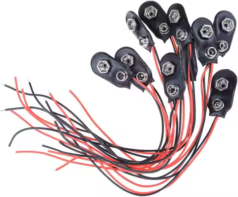 5pcs 10pcs 9V Battery Clips Connector with Wire and Black leather Housing Buckle 9 Volt Battery Clip