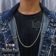 ELEGANT SILVER PLATED MINING CHAIN GUYS' NECKLACE ANTI RUST KOREAN GOLD JEWELRY