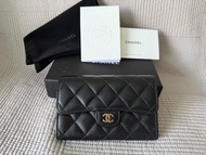 Chanel Classic Flap Wallet AP0232 黑金荔枝紋中夾
