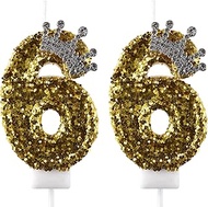 AOOLADA 66 Birthday Candle, 66th Cake Candles, Number 66 Birthday Candles for Cake Topper Decoration