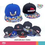Printed Embroidered Snapback Hat for Children Aged 3-8 Years