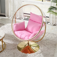 Acrylic Bubble Chair Accent Chair Pink Cushion with Stainless steel Gold Frame Hanging Chair Popular Accent Chair for Home decoration