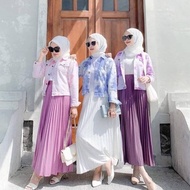 Rok Plisket Premium Dewasa Tebal Polos Payung Rempel Muslim Style Burgundy Choco Cream Dark Pink Pur