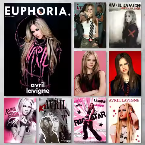 Singer Avril Lavigne Poster Self-adhesive Art Waterproof Paper Sticker Coffee House Bar Room Wall De