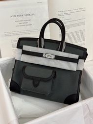 門市現貨～Hermes birkin 25 Cargo Q0灰綠色銀釦帆布 K sramp