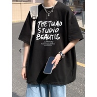 [H2O] Short-Sleeved Boys Summer t-Shirt American Street Wear Half-Sleeved Loose Pure Cotton Top Men 