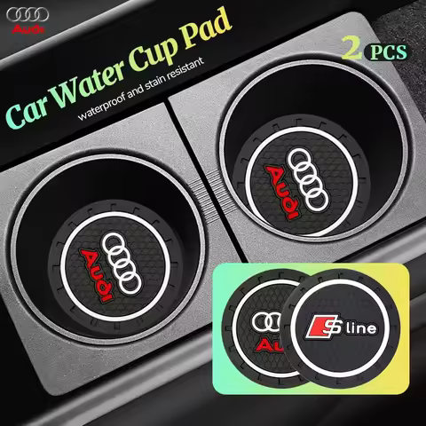 Car Coasters Water Cup Holder Pads Cup Slot Non-Slip Mat Interior Accessories For Audi Q5 Q4 A4 A6 A