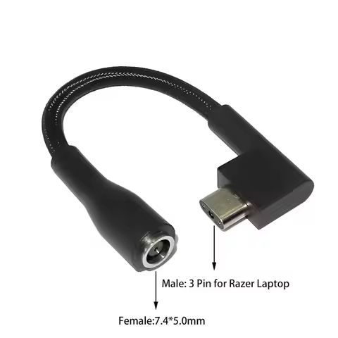 DC Tip 7450 Female to 3 Pin Male Plug Adapter Converter Laptop Power Changing Cord Cable For Razer B